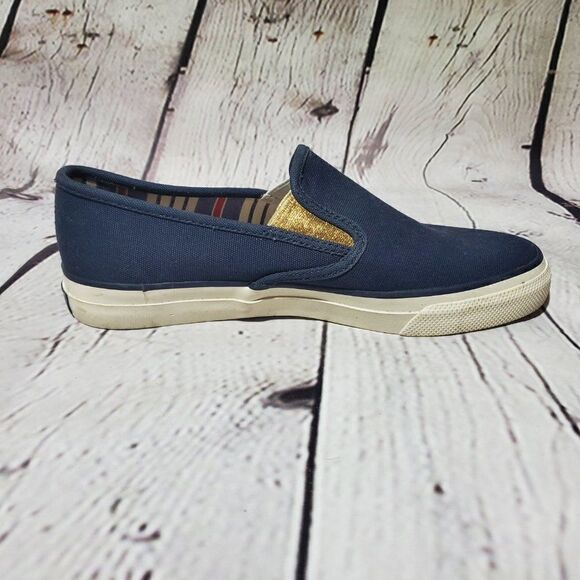 Sperry Mariner Navy Blue Gold Sneakers shoes 7.5 - Picture 5 of 10
